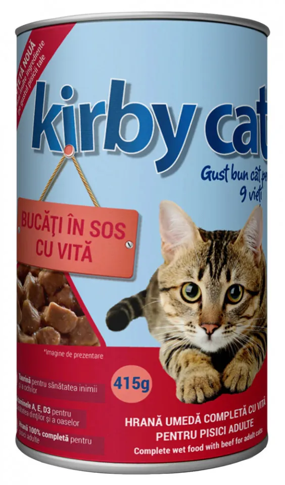 Hrana umeda pisici Kirby Cat, cu vita, 415g