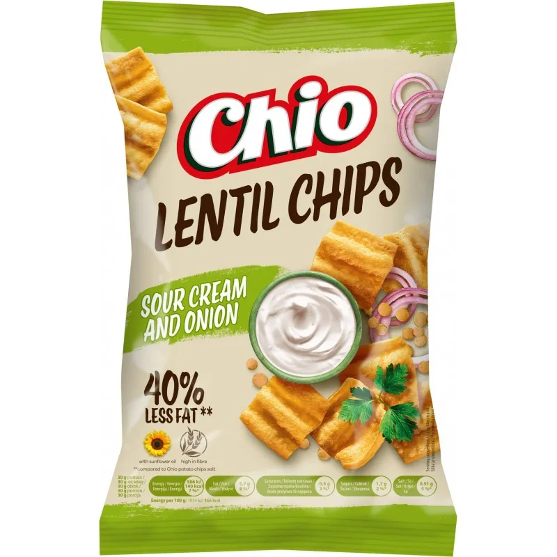 Snack Chio Lentil Chips cu gust de smantana si ceapa 65g