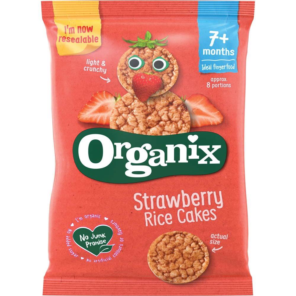 Rondele din orez expandat Bio Organix cu Capsuni, +7 luni, 50g
