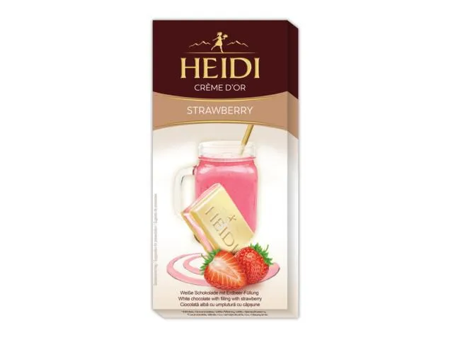 Ciocolata alba Heidi cu umplutura cu capsune 90 g