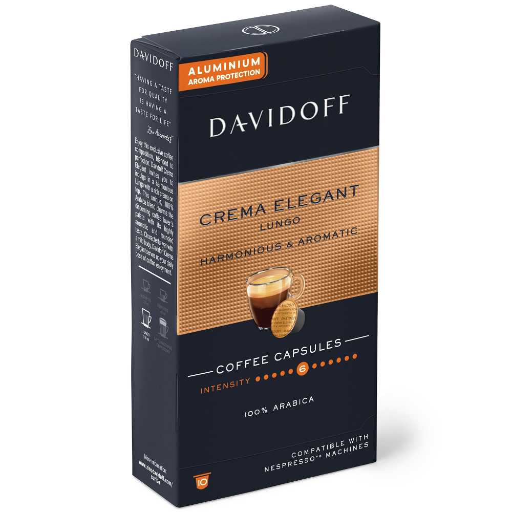 Capsule cafea Davidoff Cafe Crema Elegant Lungo, 10 capsule x 5.5g