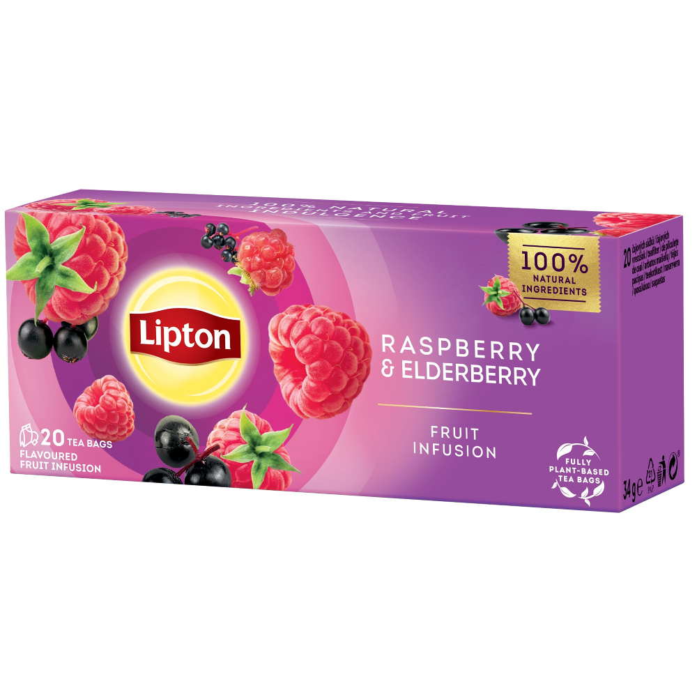 Ceai de zmeura si fructe de soc Lipton 20 plicuri