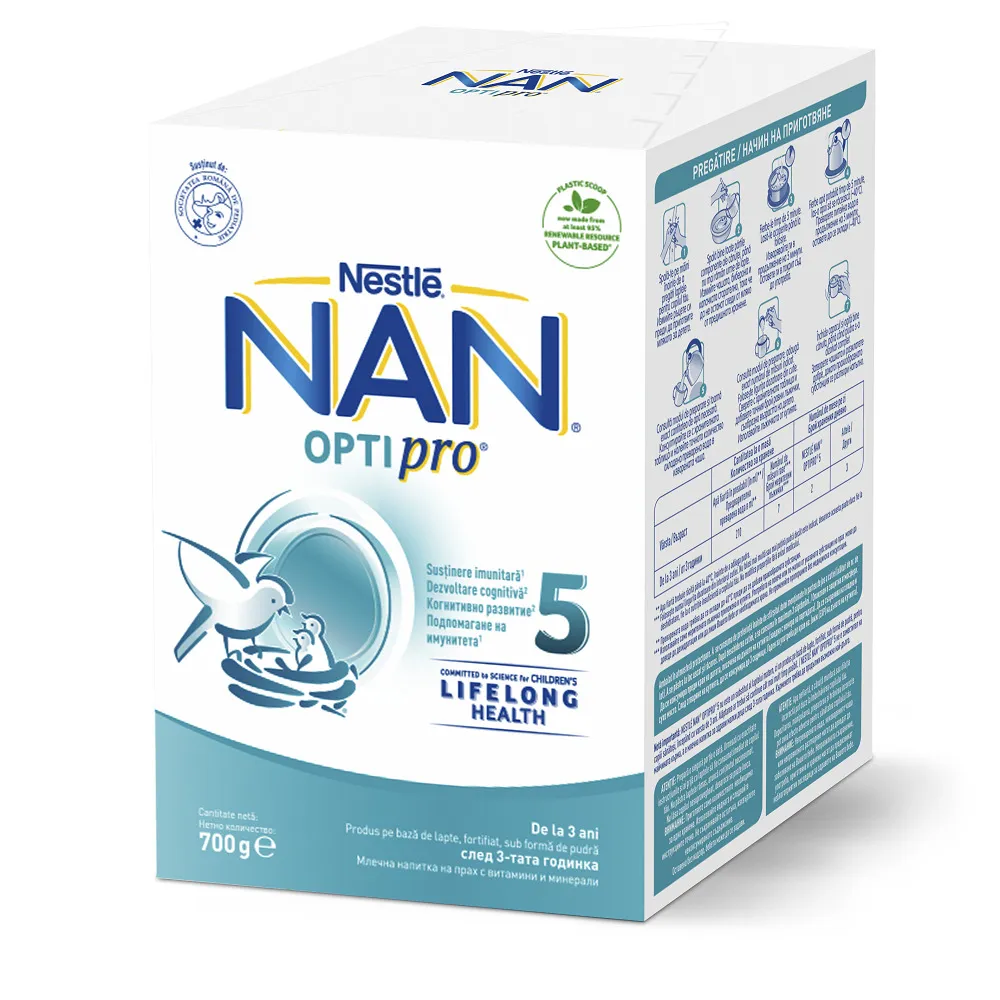 Formula de lapte Nan 5 Optipro, Nestle +3 ani, 700 g