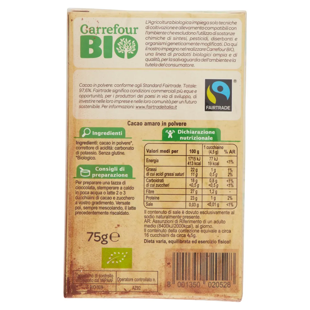 Cacao pudra Carrefour Bio 75 g