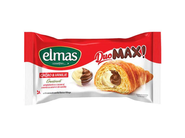 Croissant Elmas Max crema cacao si vanilie 80g