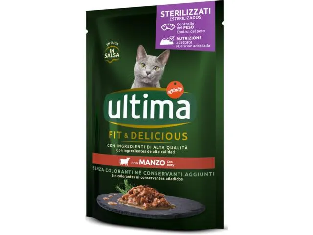 Hrana umeda pentru pisici Ultima, vita, 85 g