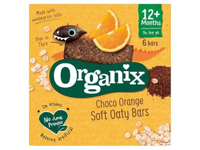 Batoane Bio Organix din ovaz integral cu cacao si portocala, + 12 luni, 6 batoane x 23 g