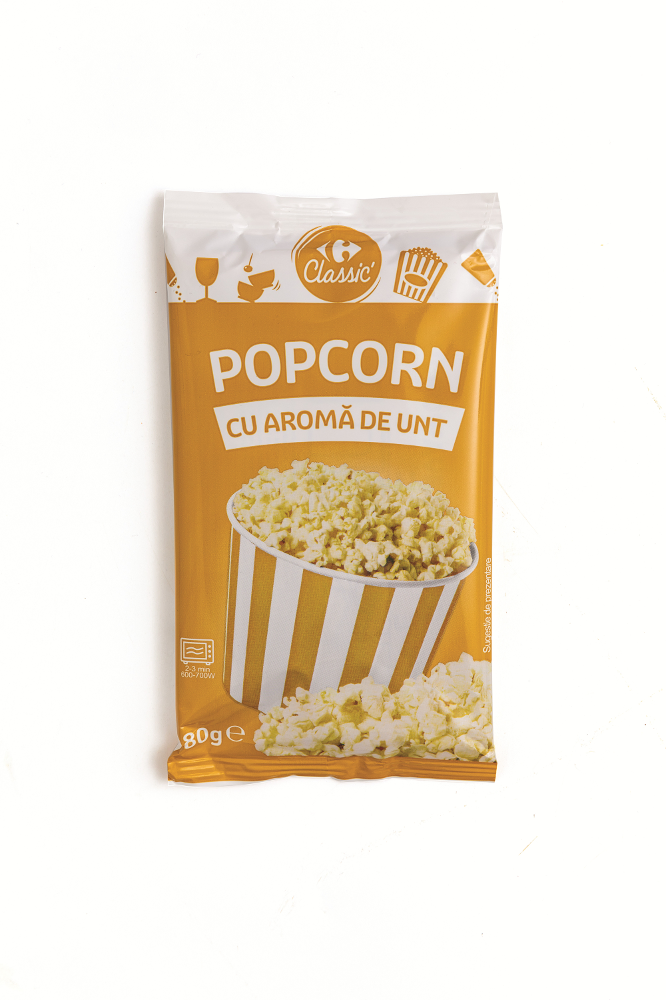 Popcorn Carrefour Classic pentru microunde, cu unt 80g