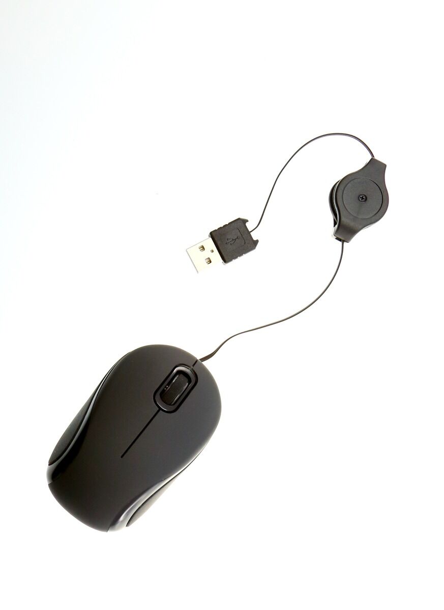 Mouse Optic 700BK Poss, Fir Retractabil, USB, Negru