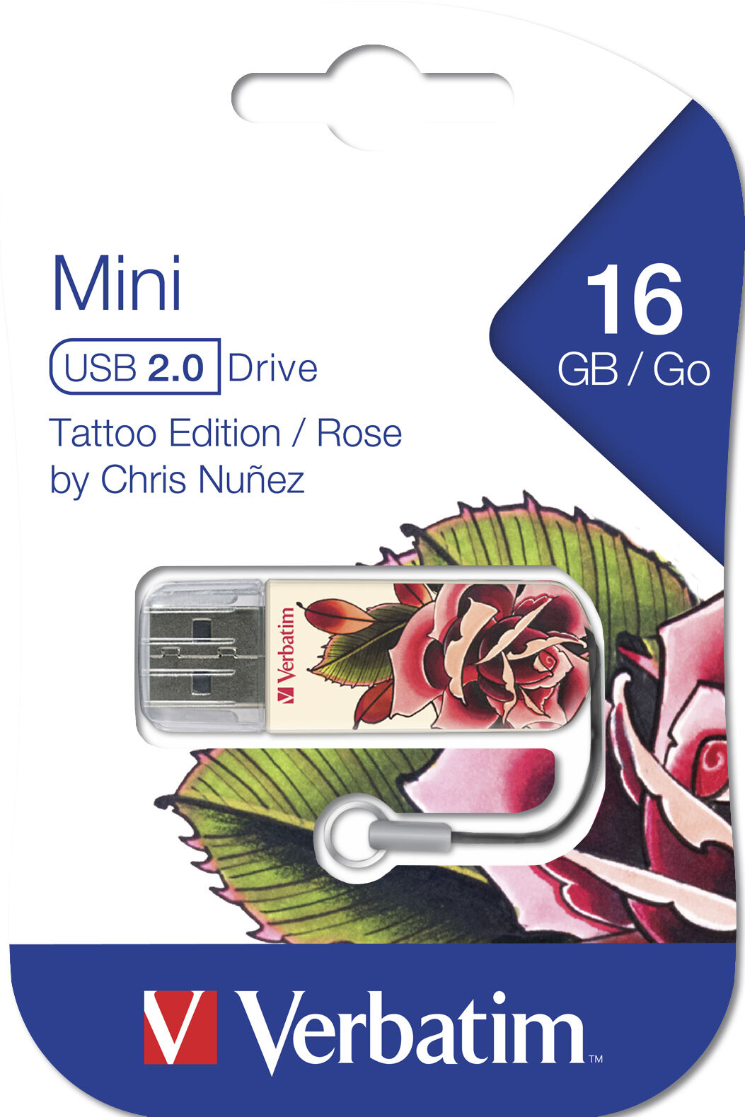 Verbatim Usb 2.0 Store N Go Mini Usb Drive 16Gb Tattoo  Rose
