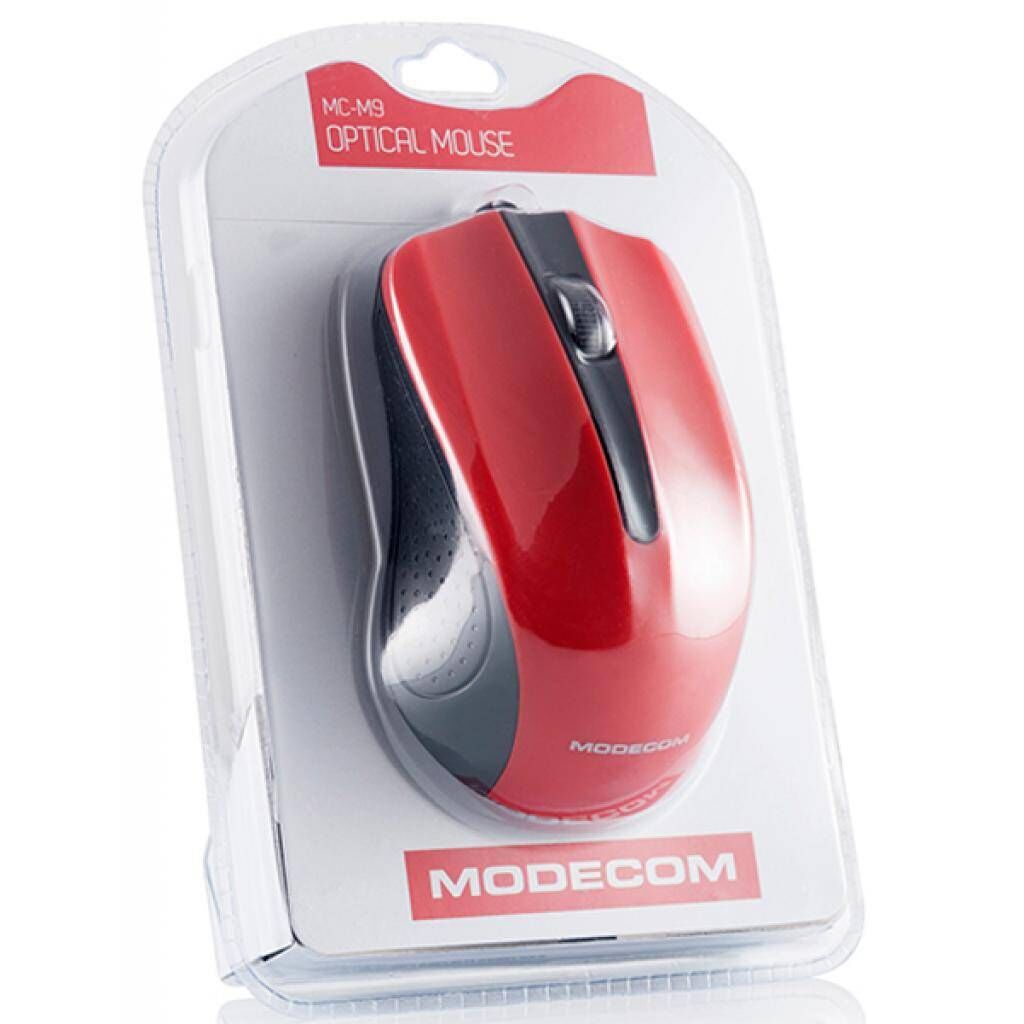 Mouse cu fir M9 Modecom, 3 butoane, Optic, Rosu
