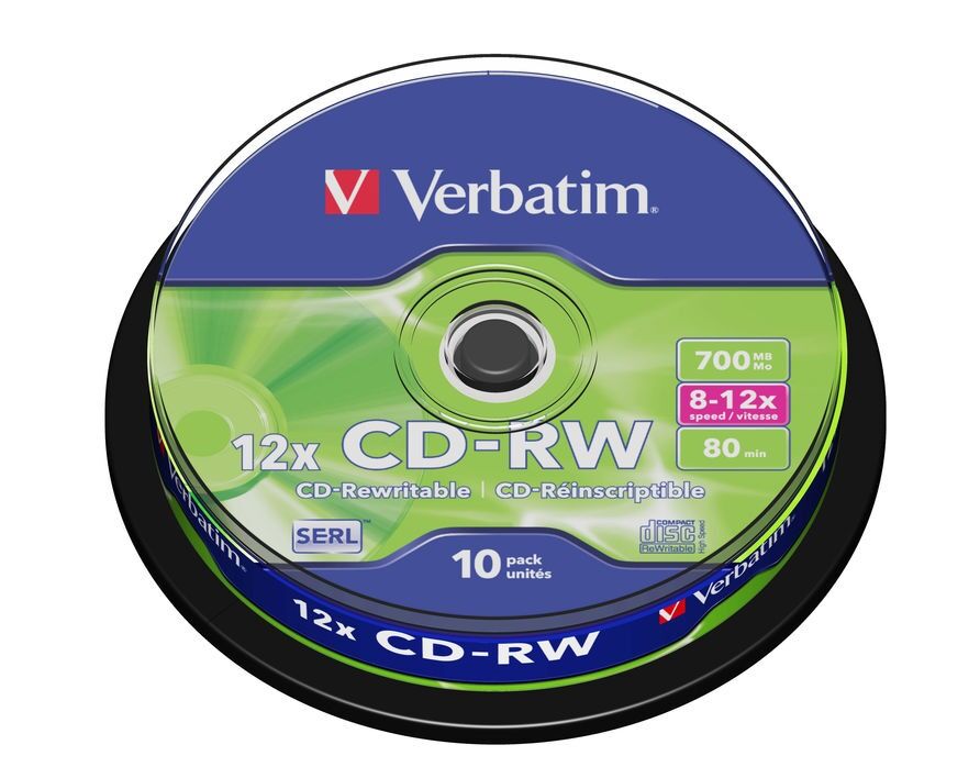 CD-RW Verbatim, 4.7 GB, 12x, 10 bucati/ bulk