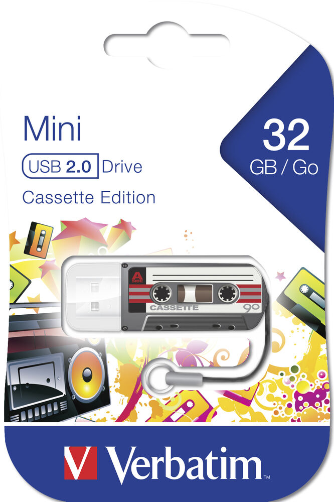 Verbatim Mini Usb Drive Cassette Edition Black 32Gb