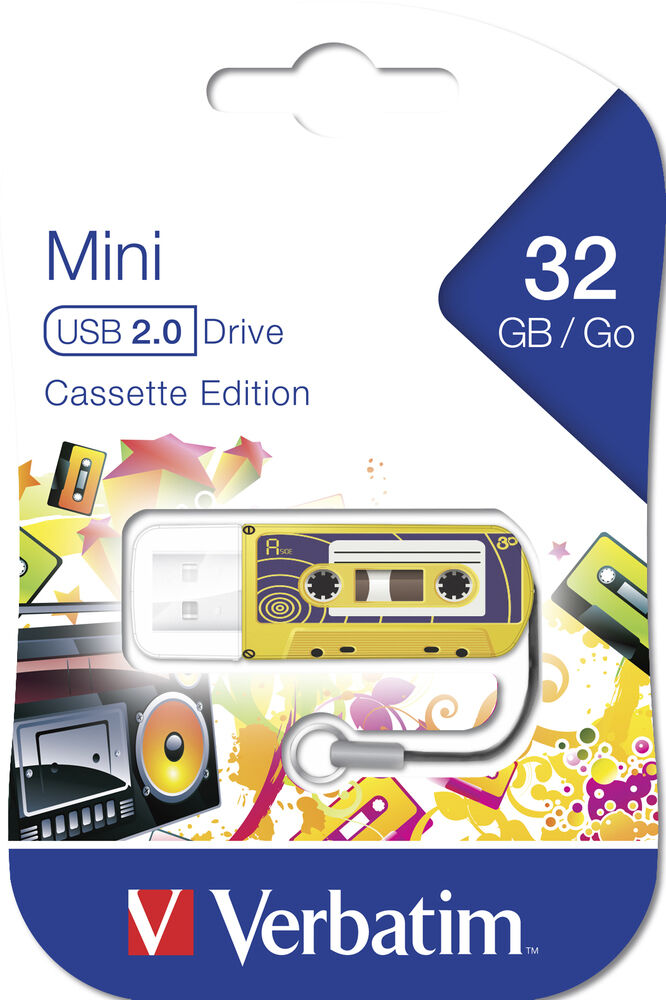 Verbatim Mini Usb Drive Cassette Edition Yellow 32Gb