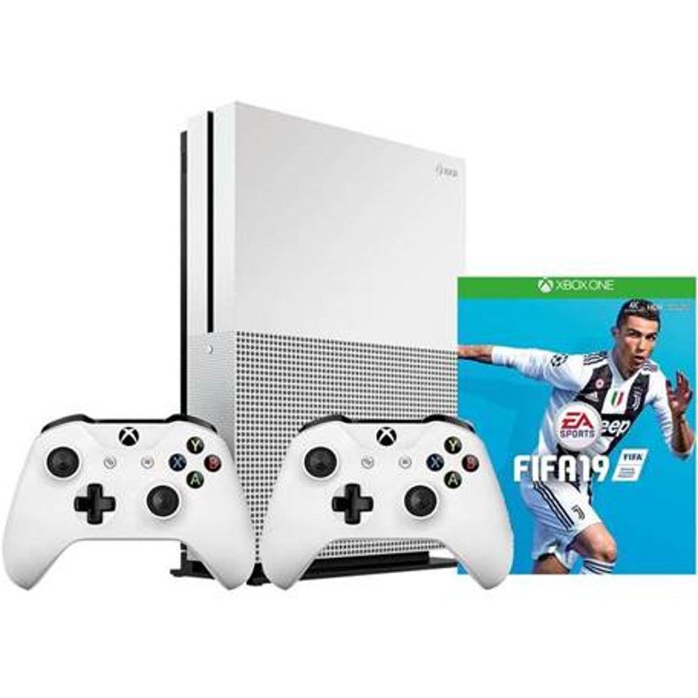 Consola Xbox One S + Joc FIFA 19, 1 TB, 2 controllere