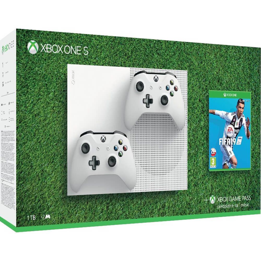 Consola Xbox One S + Joc FIFA 19, 1 TB, 2 controllere