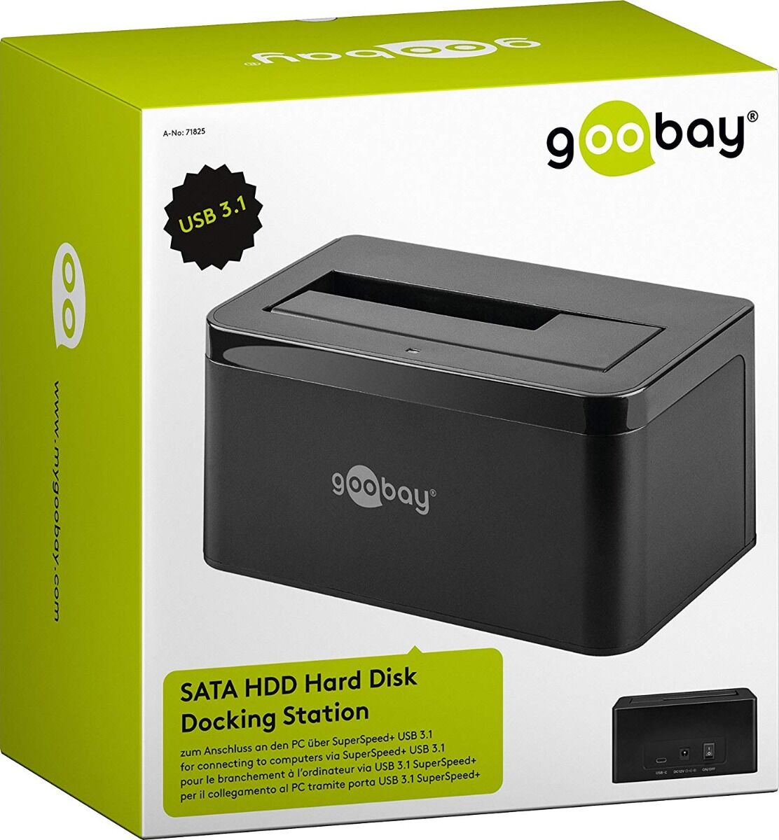 HDD Docking station Goobay, USB C 3.1, SATA