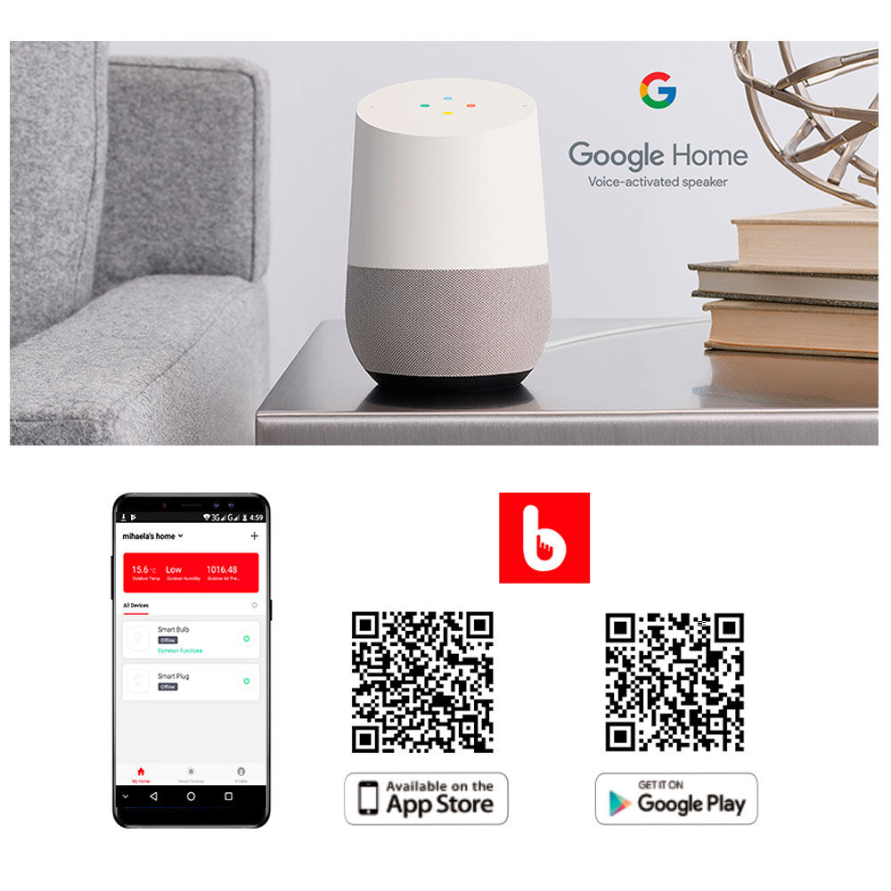 Priza inteligenta PNI SmartHome SM1500 programabila WiFi, compatibila cu Google Home, Alexa si aplicatie iOS/Android TuyaSmart