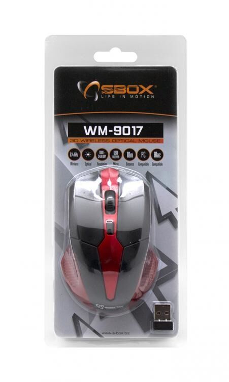 Mouse wireless Sbox WM-9017, Negru/Rosu