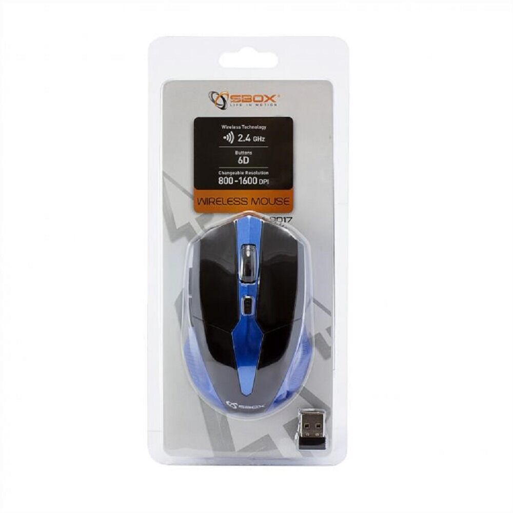 Mouse wireless Sbox WM-9017, Negru/Albastru