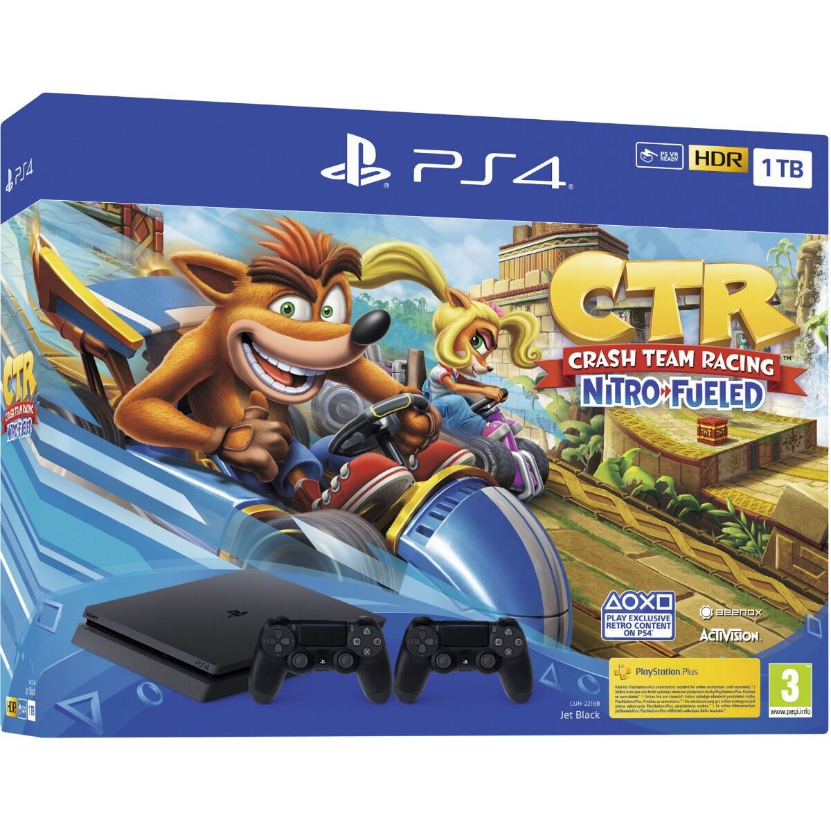 Consola PlayStation 4, 1TB + Joc Crash Team Racing + Extra Controller
