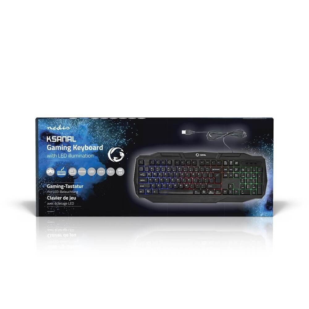 Tastatura gaming cu fir Nedis GKBD100BK, USB 2.0, US International, Negru
