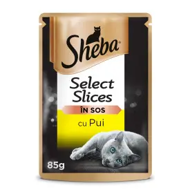 Hrana umeda Sheba Selection pentru pisici adulte, cu pui in sos 85 g