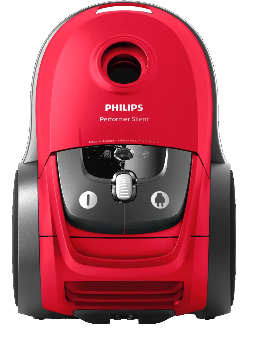 Aspirator cu sac Philips Performer Silent FC8781/09, 4l, 650W, 66 dB, rosu-negru