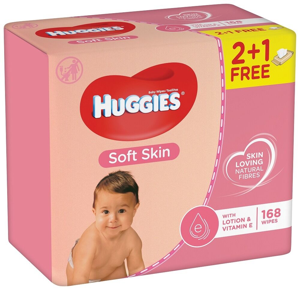 Servetele umede Huggies Soft Skin Triplo, 3 x 56 buc
