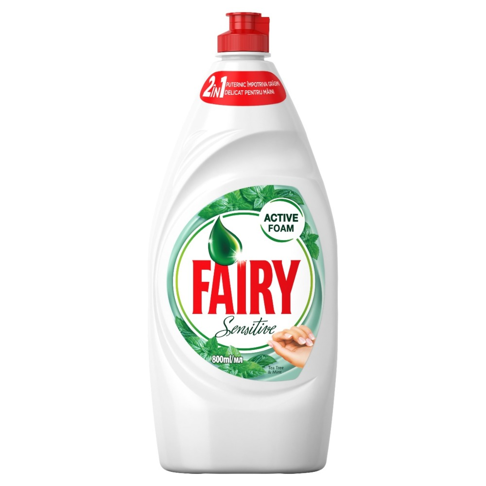 Detergent de vase Fairy Sensitive Teatree & Mint, 800 ml