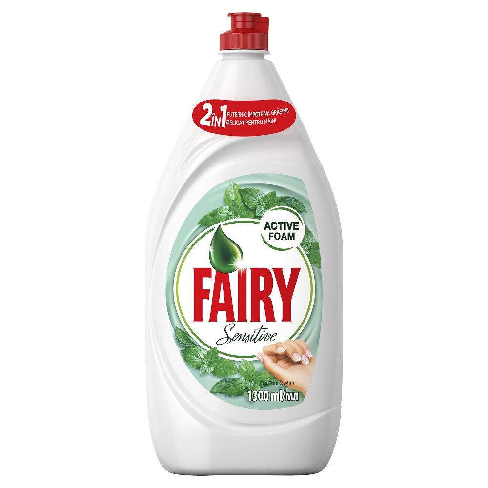 Detergent de vase Fairy Sensitive Teatree & Mint, 1.3 L