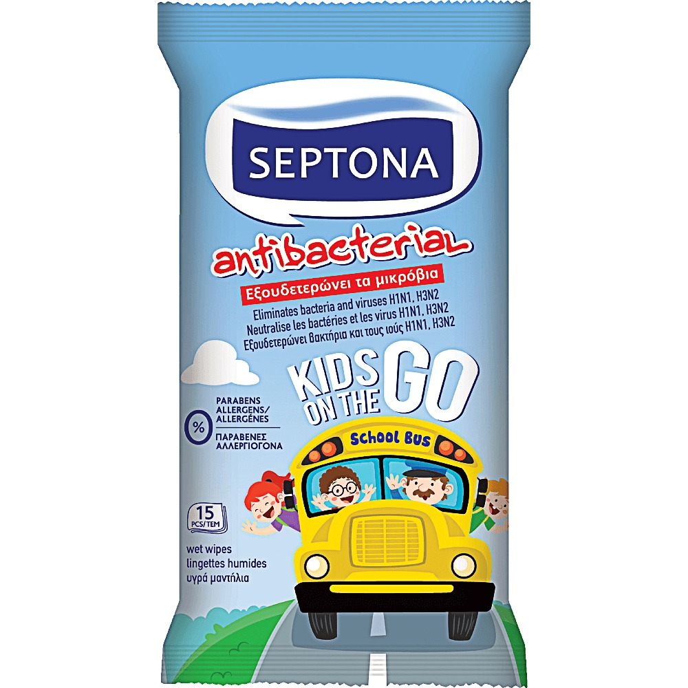 Servetele umede antibacteriene pentru copii, Septona, 15 bucati