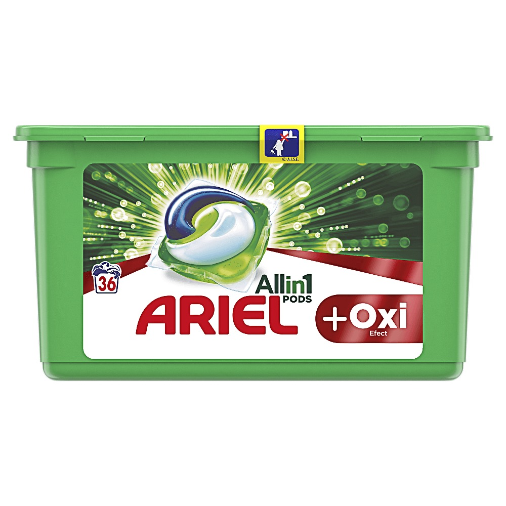 Detergent capsule, Ariel All in One PODS Oxi Plus, 36 spalari, 36 bucati