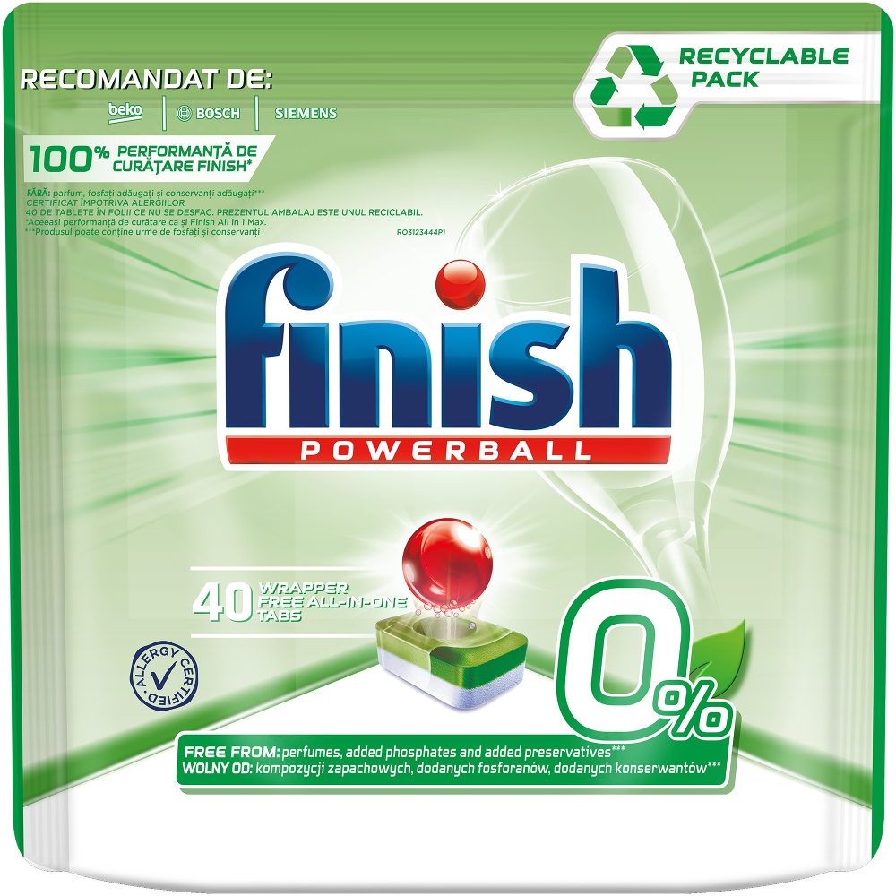 Detergent Finish All in 1 Max pentru masina de spalat vase, 40 tablete