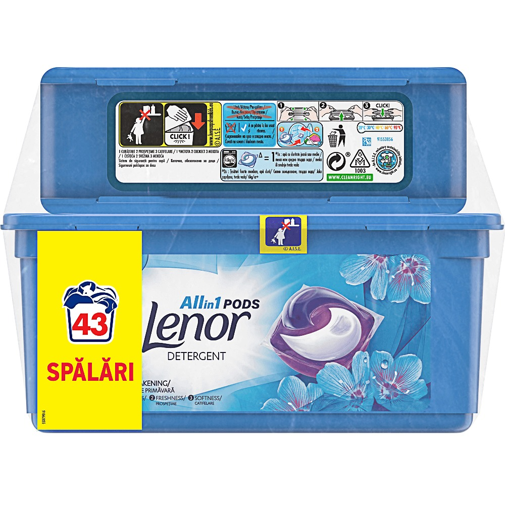Detergent automat capsule, Lenor All in One PODs Spring Awakening, 43 spalari, 28 + 15 bucati