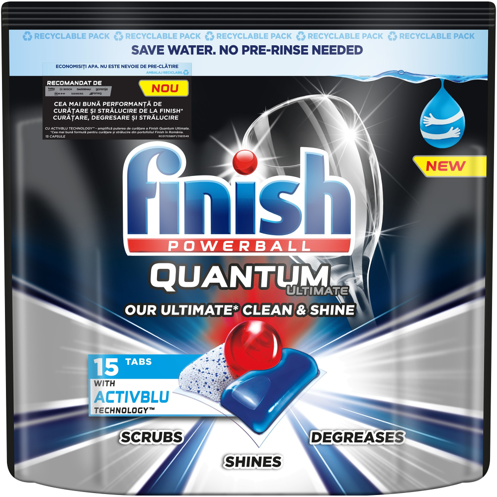 Detergent Finish Quantum Ultimate Activblu pentru masina de spalat vase, 15 spalari