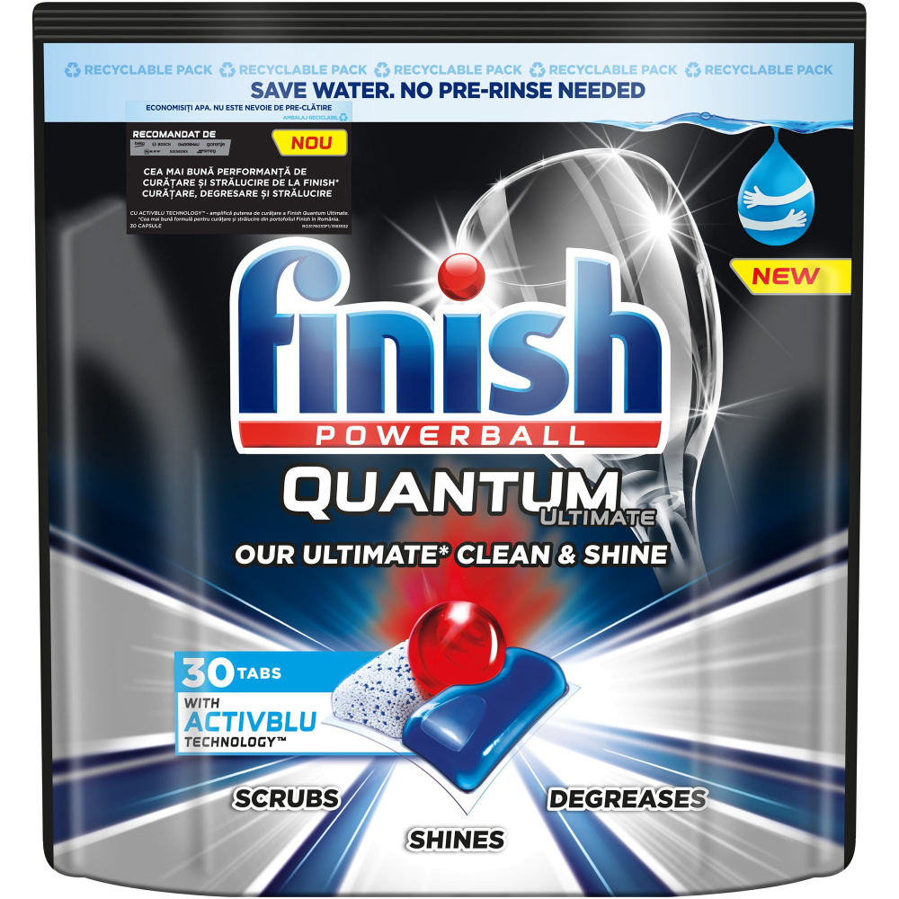 Detergent Finish Quantum Ultimate Activblu pentru masina de spalat vase, 30 spalari