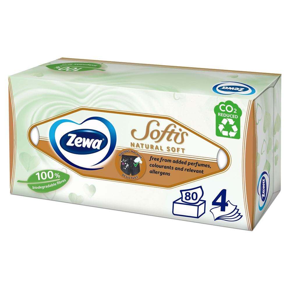 Servetele faciale Zewa Softis Natural Soft, 4 straturi, 80 bucati