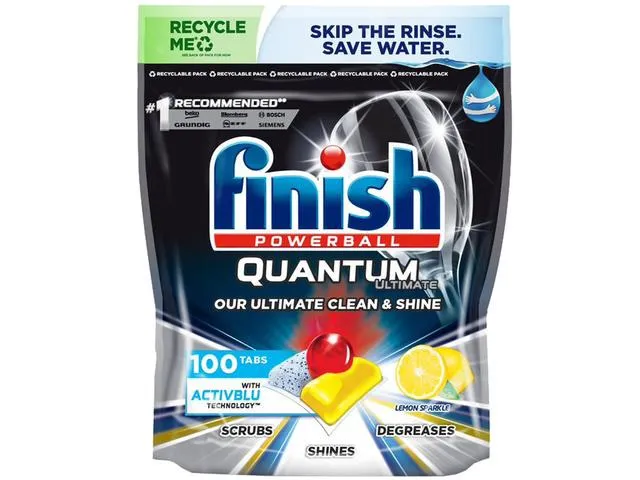 Detergent Finish Quantum Ultimate Activblu Lemon pentru masina de spalat vase, 100 Capsule