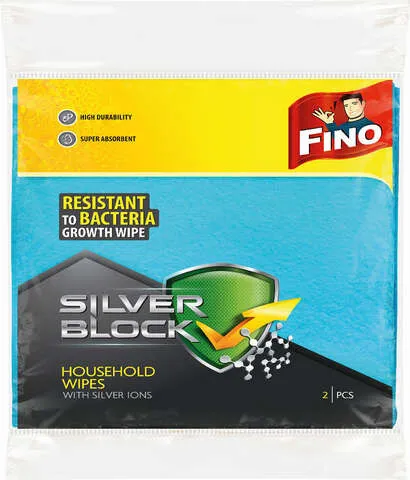 Laveta multifunctionala Fino Silver Block, cu ioni argint, 2 bucati