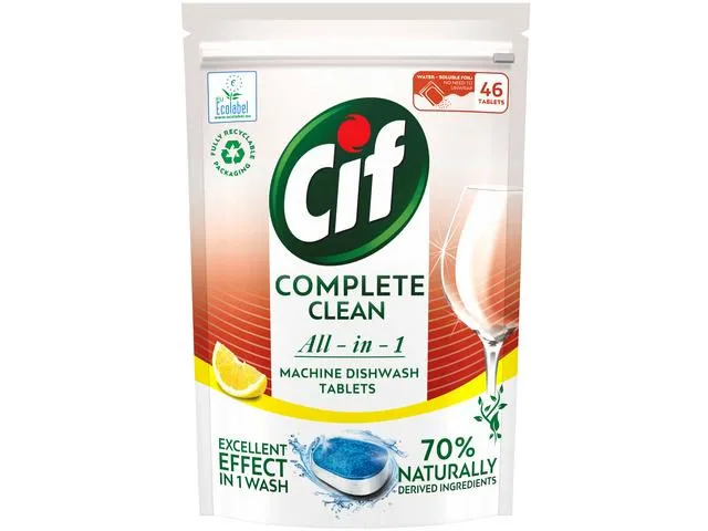 Detergent Cif pentru masina de spalat vase Complete Clean All in 1, Lemon, 46 tablete