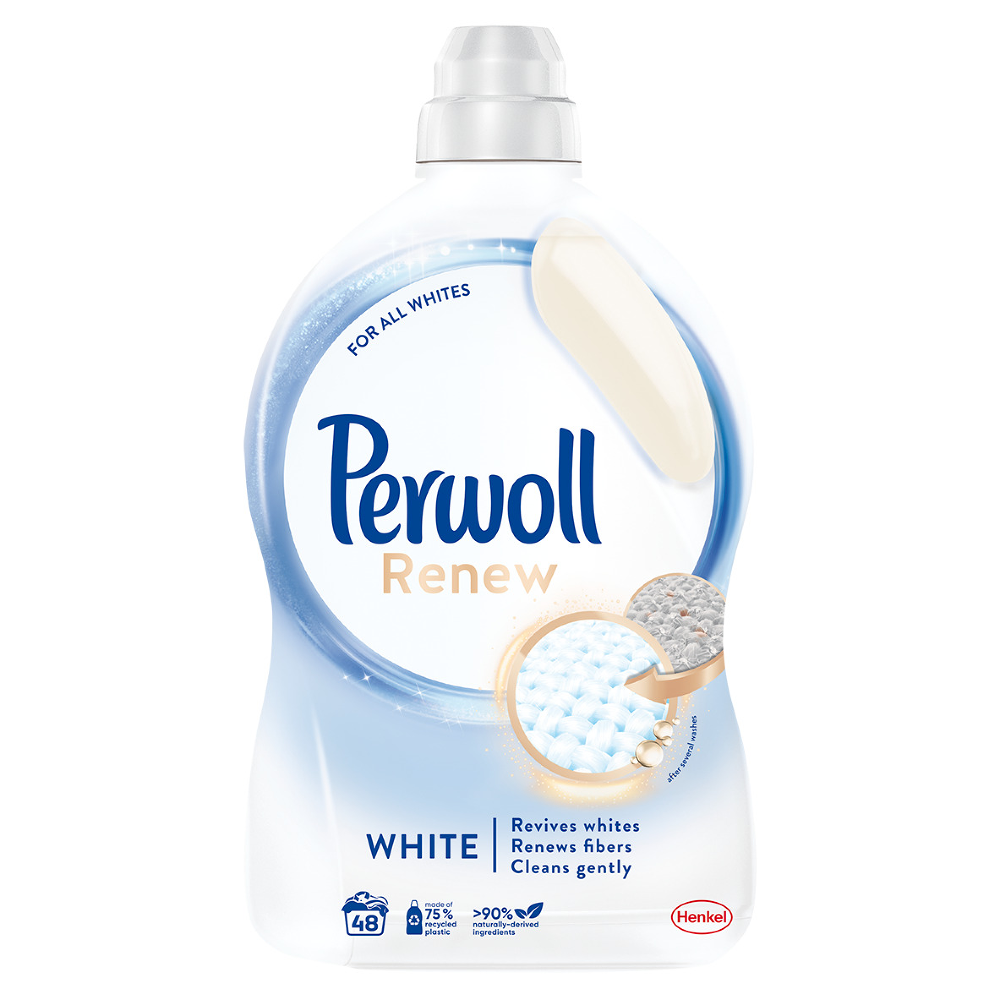Detergent lichid Perwoll Renew White pentru rufe, 48 spalari, 2.88 l