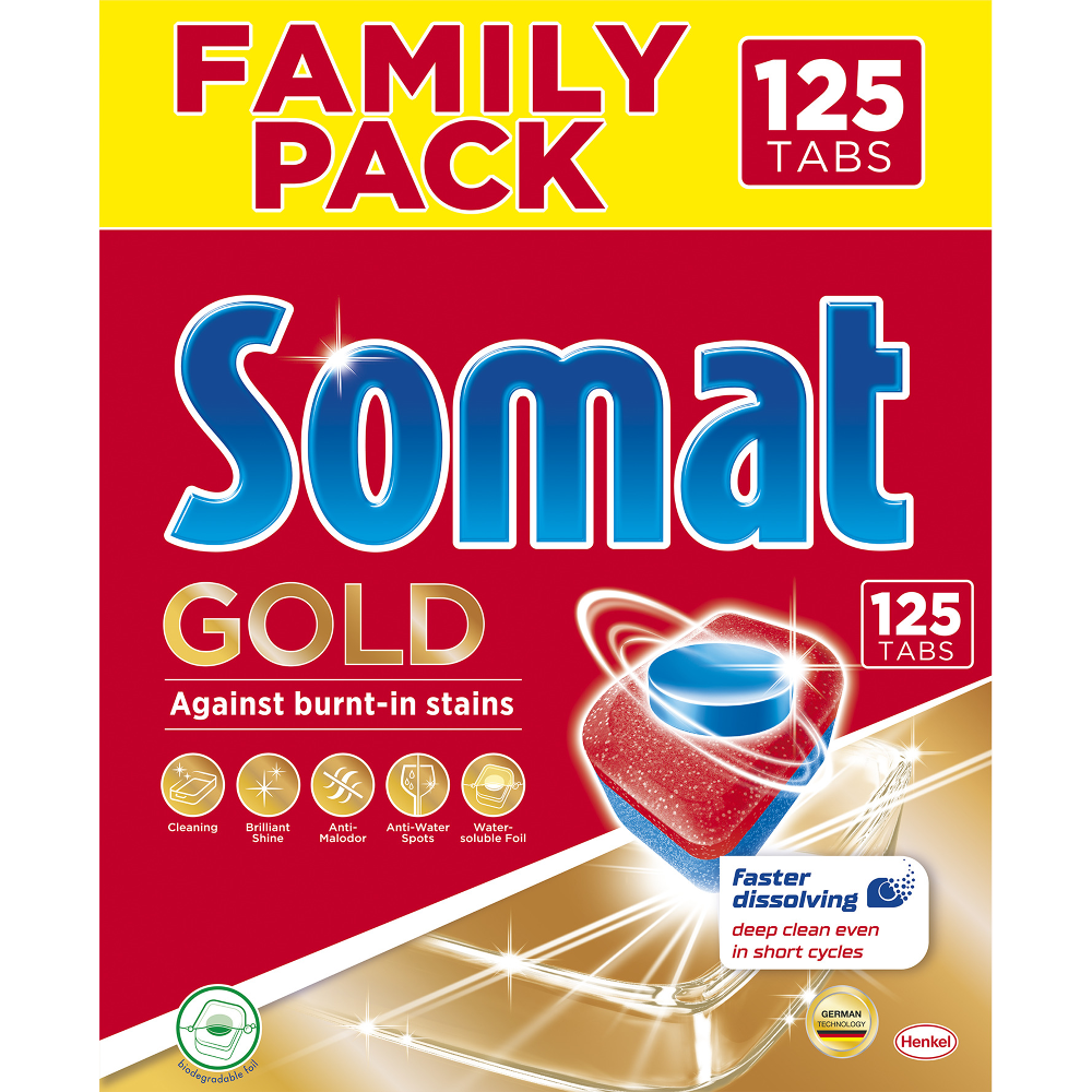 Detergent capsule Somat Gold pentru masina de spalat vase, 125 spalari