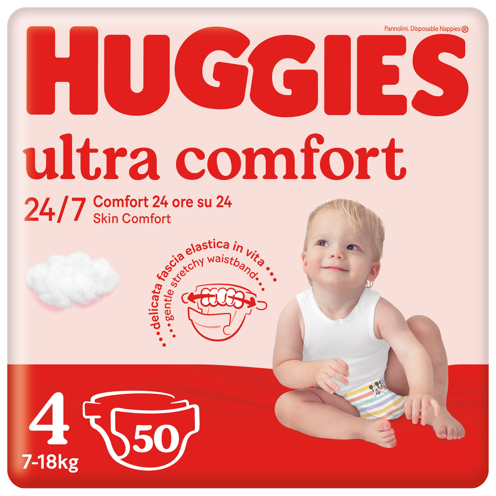Scutece Huggies Ultra Comfort, Nr.4, 7-18kg, 50 buc
