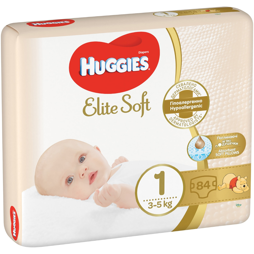 Scutece Huggies Elite Soft, nr. 1, 3-5 kg, 84 buc