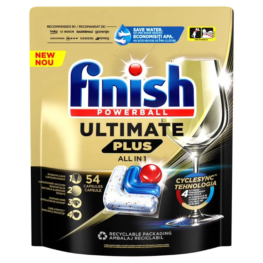 Detergent capsule pentru masina de spalat vase Finish Ultimate Plus, 54 spalari