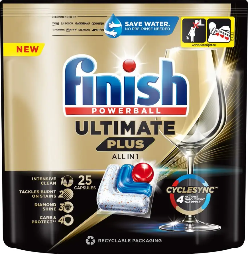 Detergent capsule pentru masina de spalat vase Finish Ultimate Plus, 25 spalari