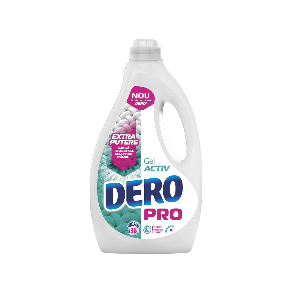 Detergent rufe Dero Pro Automat Gel Activ 1.8L, 36 spalari