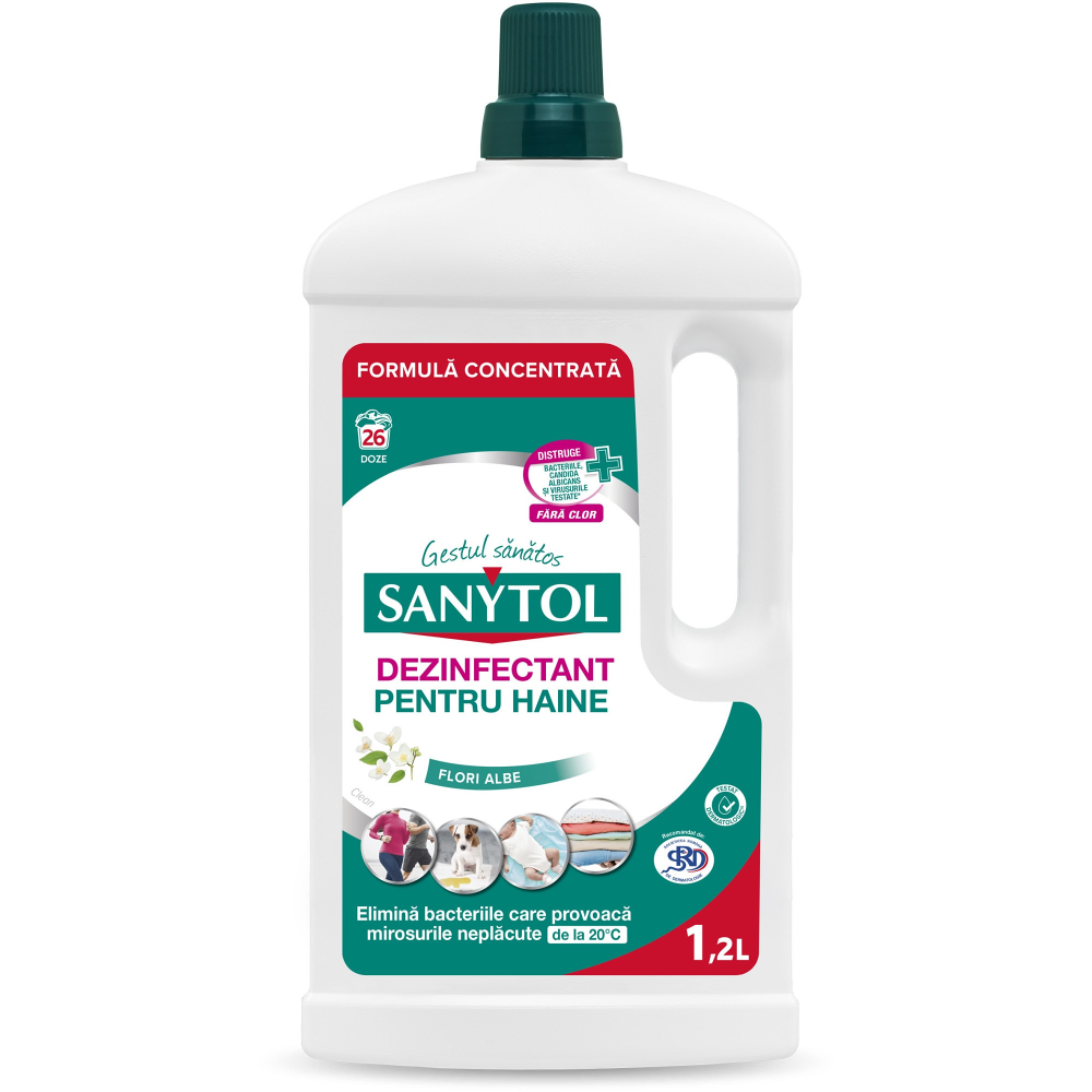 Dezinfectant pentru haine Sanytol flori albe, 1.2L