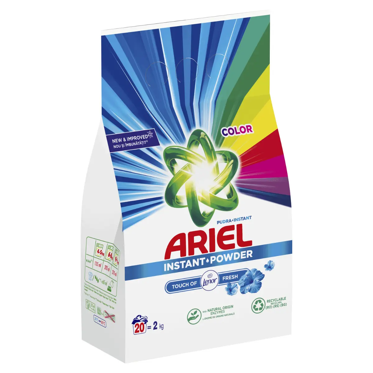 Detergent automat pudra Ariel Touch of Lenor Color 2 kg, 20 spalari
